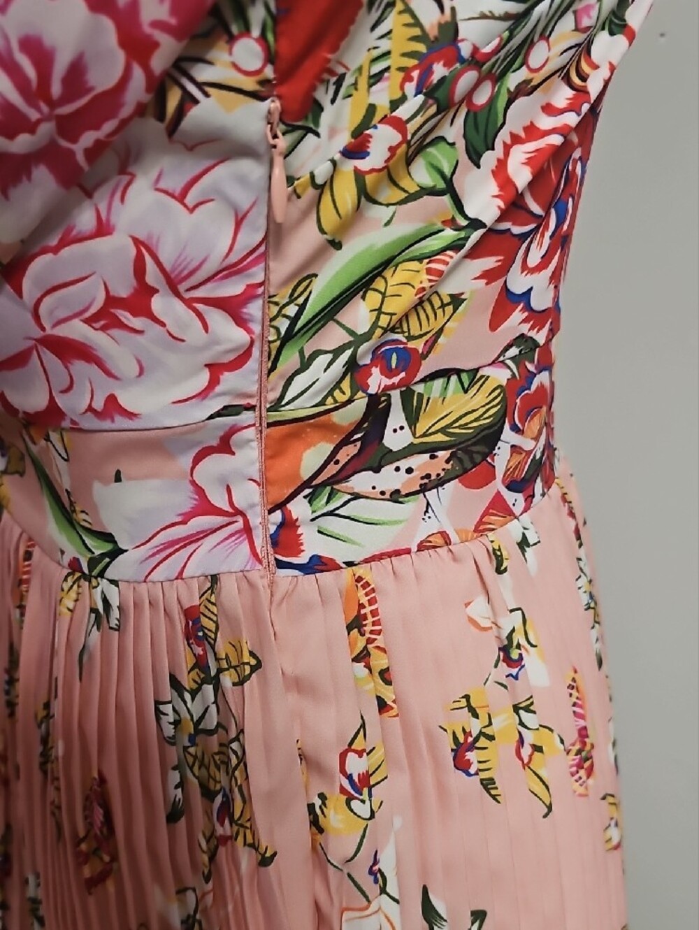 Floral Pink Pleated Shirt Dress - Picture 4 of 8